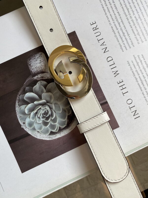 1:1 Replica Belt With Interlocking G Buckle White GG, Women Belt ‎574807