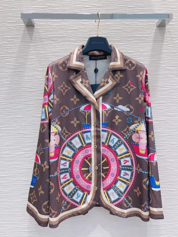 Big Circle Pattern Pants And Shirt Pyjama Brown For Women