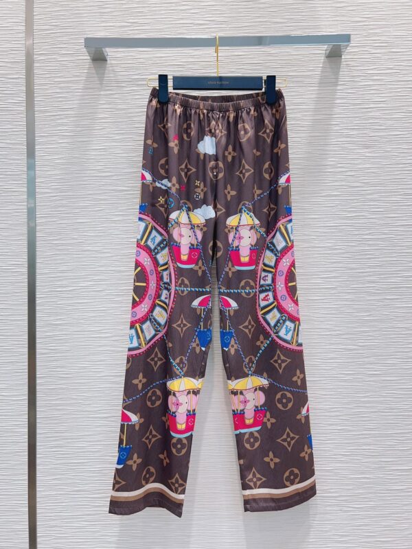 Big Circle Pattern Pants And Shirt Pyjama Brown For Women