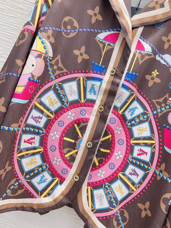 Big Circle Pattern Pants And Shirt Pyjama Brown For Women