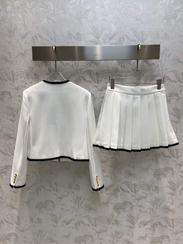 Black Braided Trim Jacket And Skirt White For Women