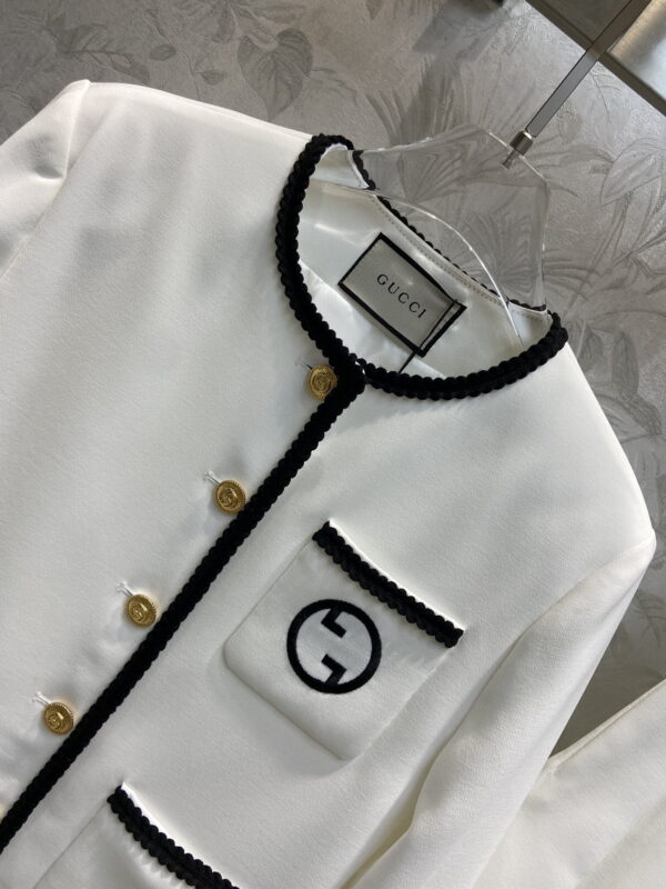 Black Braided Trim Jacket And Skirt White For Women