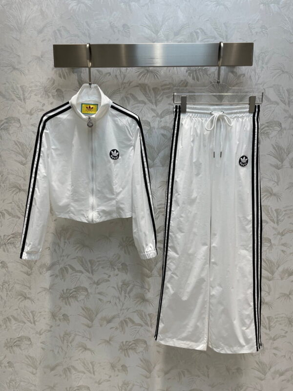 Black Stripe Sport Jacket And Pants White For Women
