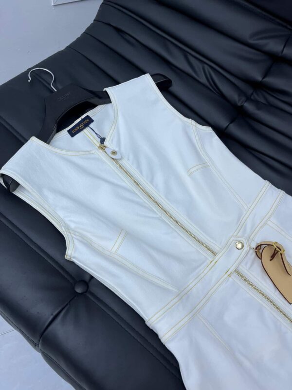 Bleached Denim Zip-Up Dress White For Women 1ABR6U