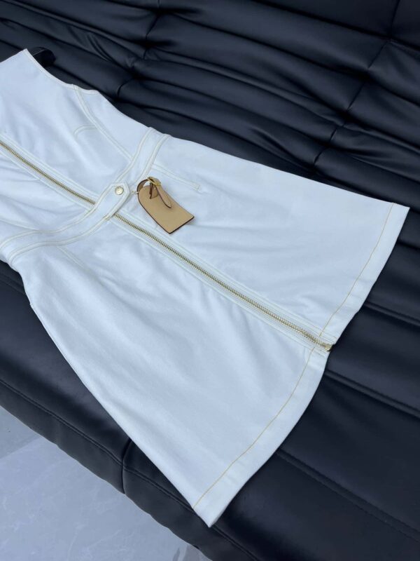 Bleached Denim Zip-Up Dress White For Women 1ABR6U