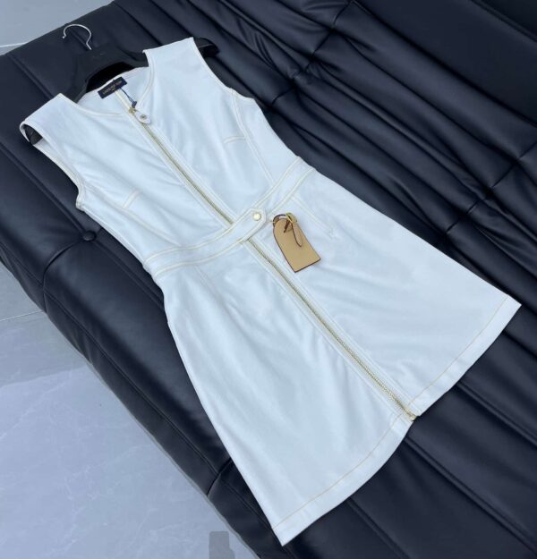 Bleached Denim Zip-Up Dress White For Women 1ABR6U