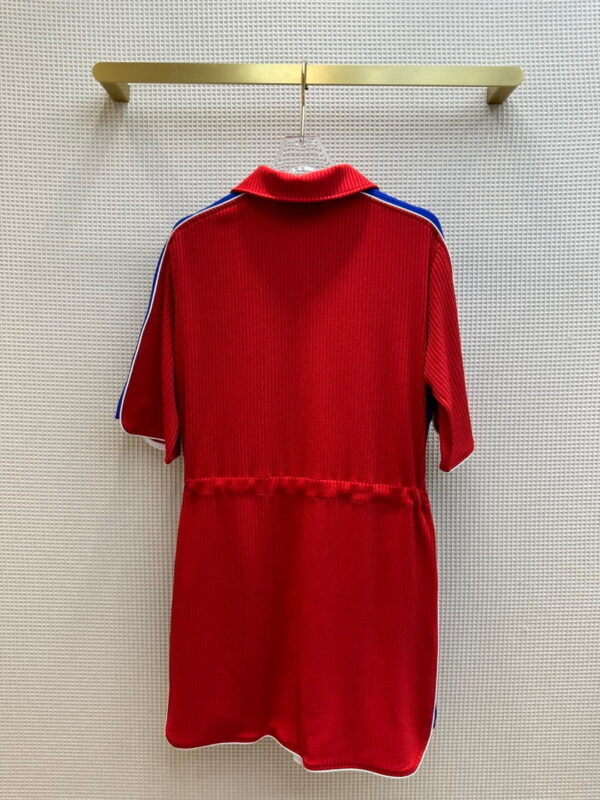 Blue Border Drawstring Dress Red For Women