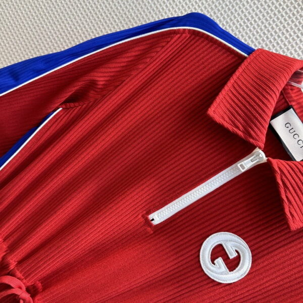 Blue Border Drawstring Dress Red For Women