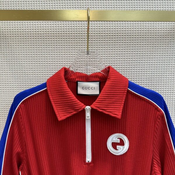 Blue Border Drawstring Dress Red For Women