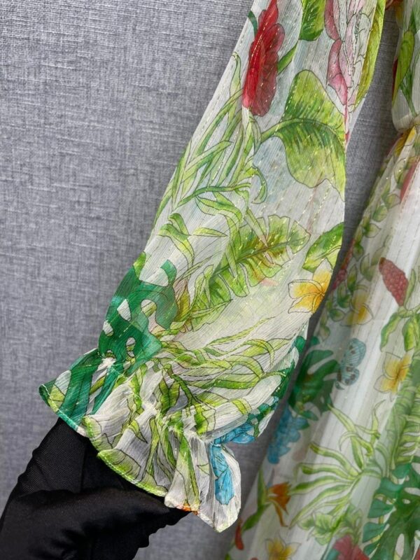 Botanical Motifs Dress Green For Women