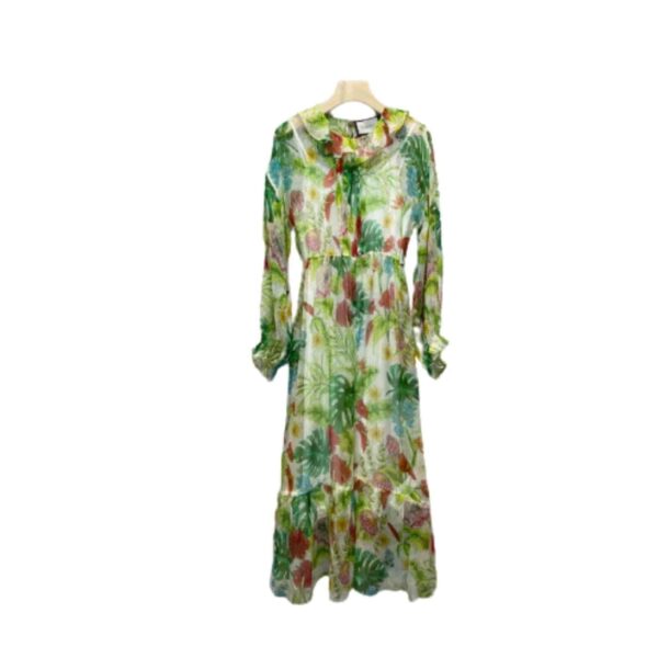 Botanical Motifs Dress Green For Women
