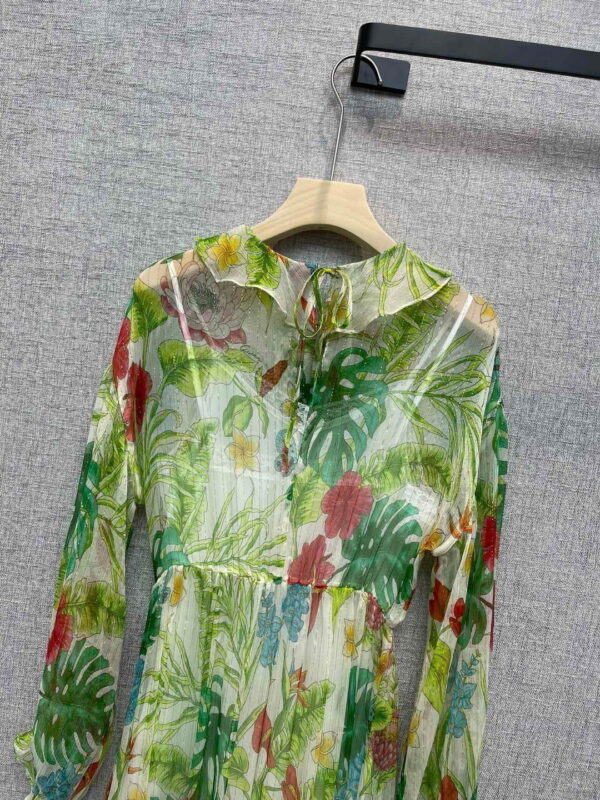 Botanical Motifs Dress Green For Women