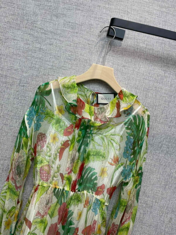 Botanical Motifs Dress Green For Women