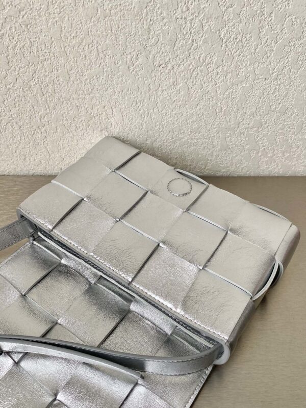 Bottega Veneta Cassette Crossbody Bag Silver, For Women, Women's Bags 9.1in/23cm