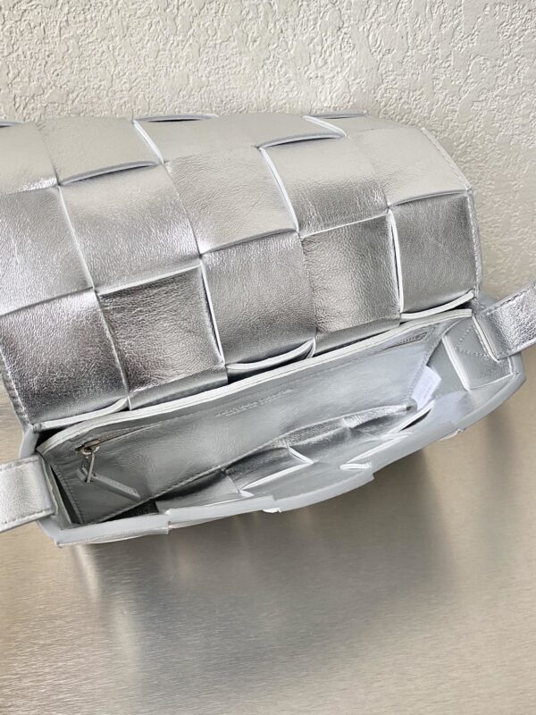 Bottega Veneta Cassette Crossbody Bag Silver, For Women, Women's Bags 9.1in/23cm