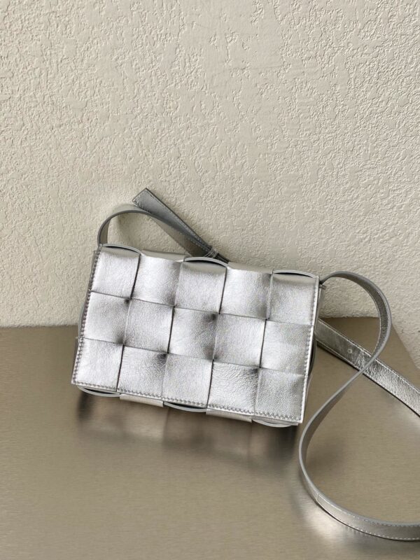 Bottega Veneta Cassette Crossbody Bag Silver, For Women, Women's Bags 9.1in/23cm