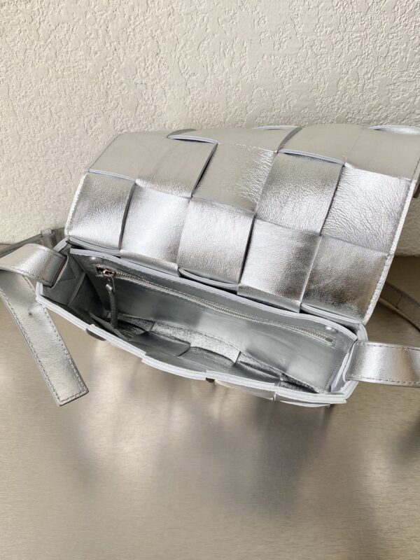 Bottega Veneta Cassette Crossbody Bag Silver, For Women, Women's Bags 9.1in/23cm
