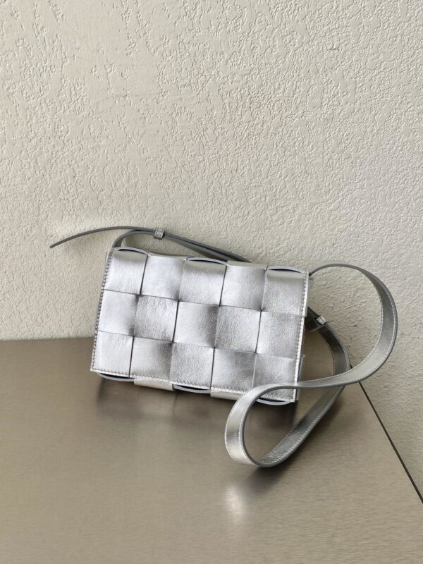 Bottega Veneta Cassette Crossbody Bag Silver, For Women, Women's Bags 9.1in/23cm