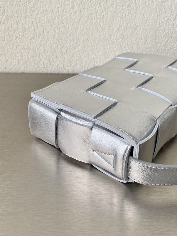 Bottega Veneta Cassette Crossbody Bag Silver, For Women, Women's Bags 9.1in/23cm
