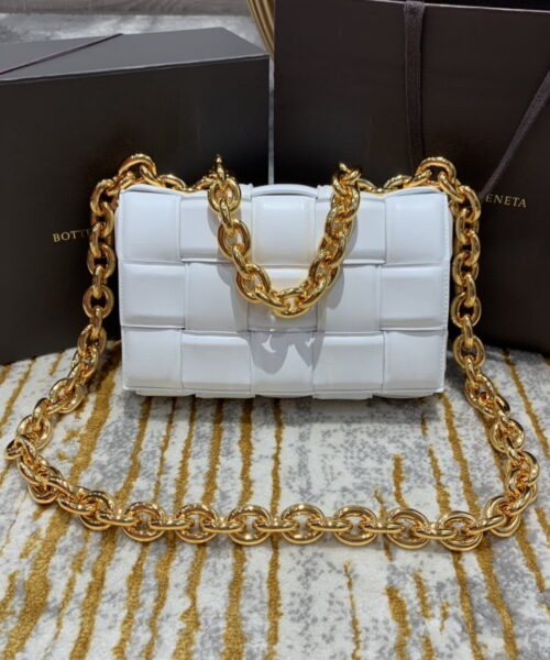 Bottega Veneta Chain Cassette Bag For Women 10.2in/26cm In White 631421VBWZ09143