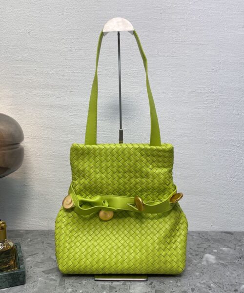 Bottega Veneta Intrecciato Shoulder Bag Neon Green, For Women, Women’s Bags 10.2in/26cm