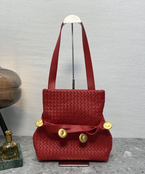 Bottega Veneta Intrecciato Shoulder Bag Red, For Women, Women’s Bags 10.2in/26cm