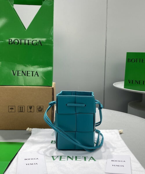 Bottega Veneta Mini Cassette Bucket Bag Blue, For Women, Women's Bags 5.5in/14cm