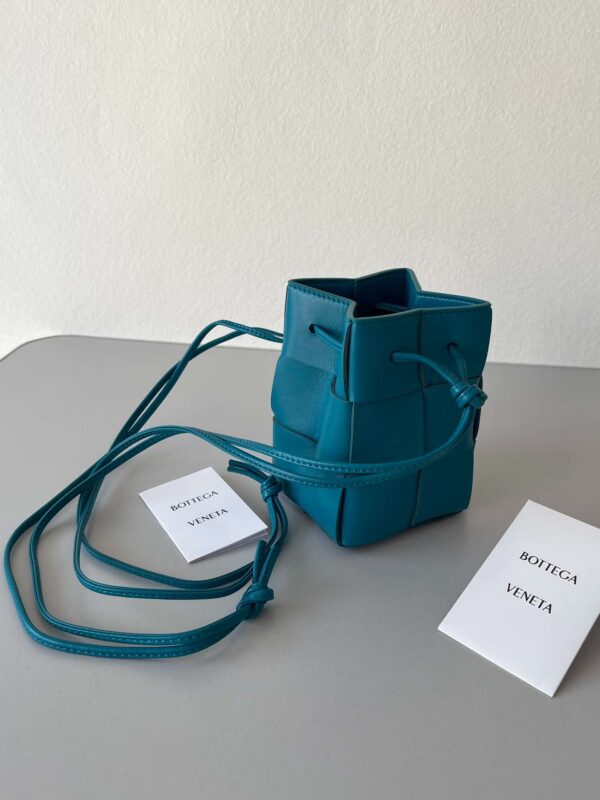 Bottega Veneta Mini Cassette Bucket Bag Navy Blue/Light Blue/Red/Cream For Women 14cm / 5.5in