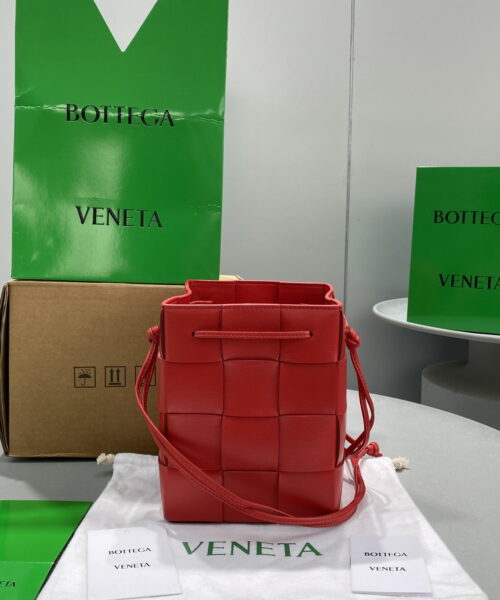 Bottega Veneta Mini Cassette Bucket Bag Red, For Women, Women's Bags 5.5in/14cm 680217VCQC46358