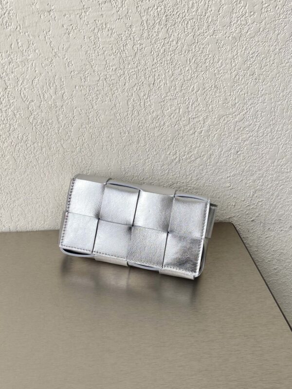 Bottega Veneta Mini Cassette Crossbody Bag Silver, For Women, Women's Bags 6.9in/17.5cm