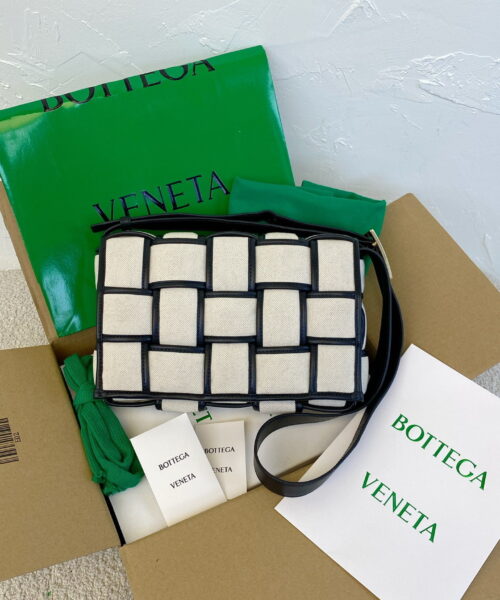 Bottega Veneta Padded Cassette Beige And Black, For Women, Women's Bags 10.2in/26cm 710210V2AJ19811