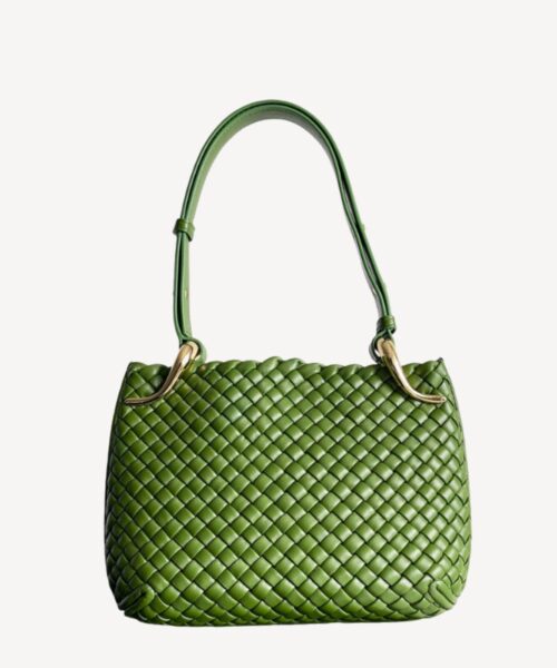 Bottega Veneta Small Clicker Shoulder Bag Cream/Green For Women 27cm / 10.6in 730968V01D13150