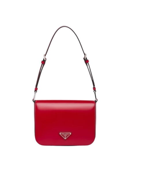 Brushed Shoulder Bag In Red For Women 7.8in/ 20cm 1BD308_ZO6_F02SB_V_HOO