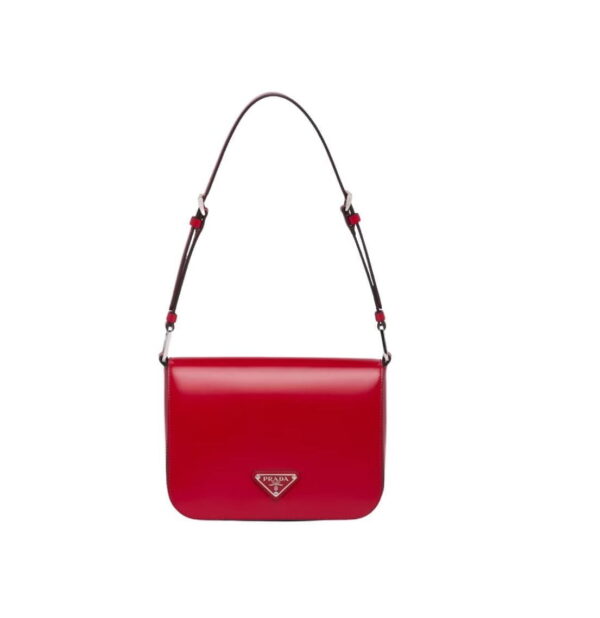 Brushed Shoulder Bag In Red For Women 7.8in/ 20cm 1BD308_ZO6_F02SB_V_HOO