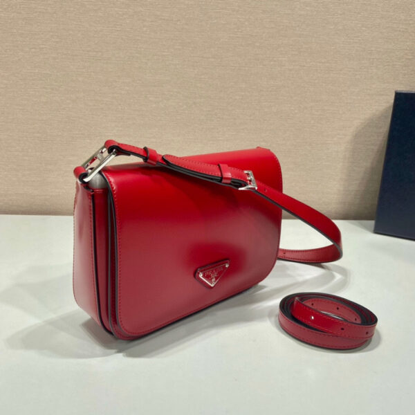Brushed Shoulder Bag In Red For Women 7.8in/ 20cm 1BD308_ZO6_F02SB_V_HOO