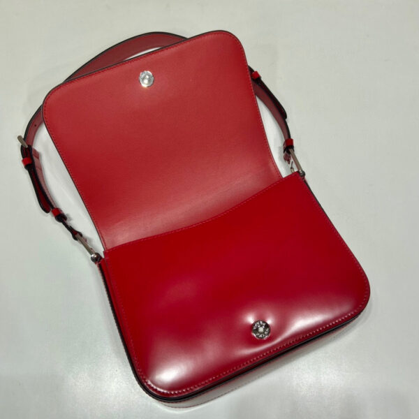 Brushed Shoulder Bag In Red For Women 7.8in/ 20cm 1BD308_ZO6_F02SB_V_HOO