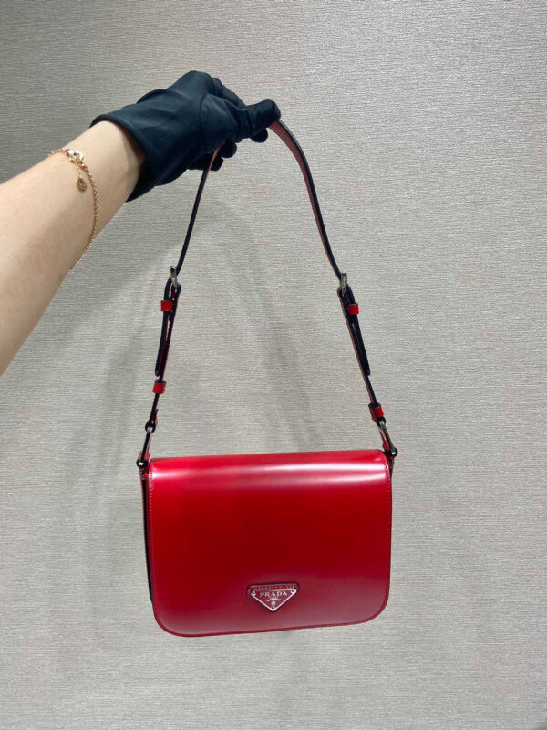 Brushed Shoulder Bag In Red For Women 7.8in/ 20cm 1BD308_ZO6_F02SB_V_HOO