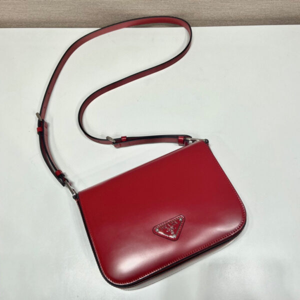 Brushed Shoulder Bag In Red For Women 7.8in/ 20cm 1BD308_ZO6_F02SB_V_HOO