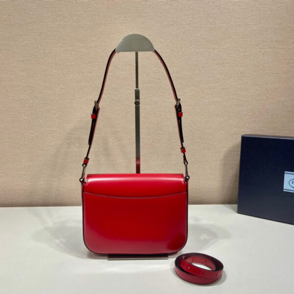 Brushed Shoulder Bag In Red For Women 7.8in/ 20cm 1BD308_ZO6_F02SB_V_HOO