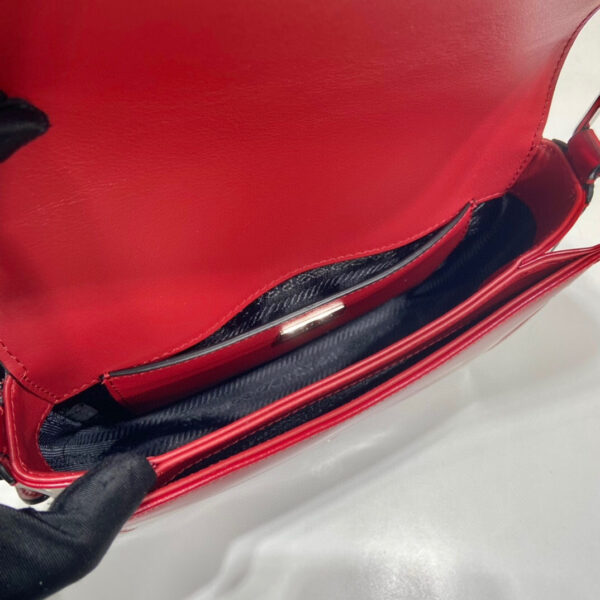 Brushed Shoulder Bag In Red For Women 7.8in/ 20cm 1BD308_ZO6_F02SB_V_HOO