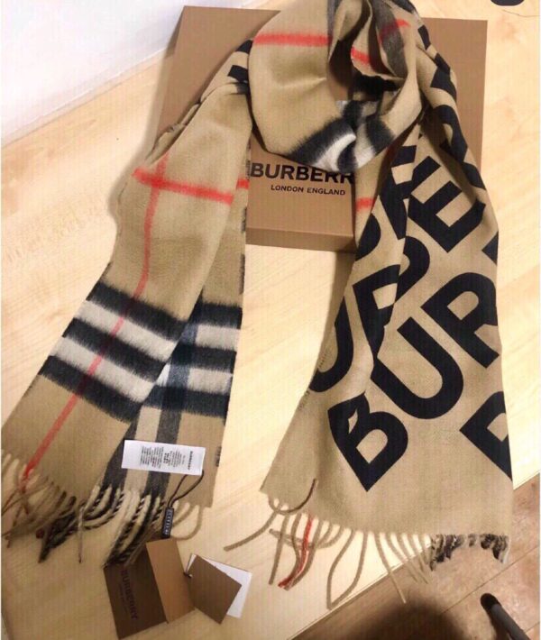 Burberry Contrast Check Cashmere Archive Beige Scarf 180cm/71in