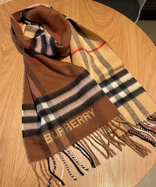 Burberry Contrast Check Cashmere Archive Beige/Birch Brown Scarf 180cm/71in 80453291 
