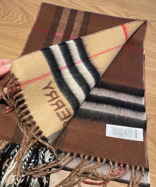 Burberry Contrast Check Cashmere Archive Beige/Birch Brown Scarf 180cm/71in 80453291 