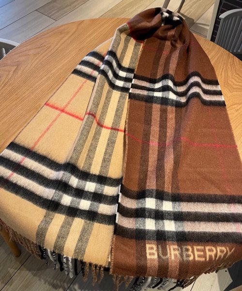 Burberry Contrast Check Cashmere Archive Beige/Birch Brown Scarf 180cm/71in 80453291 