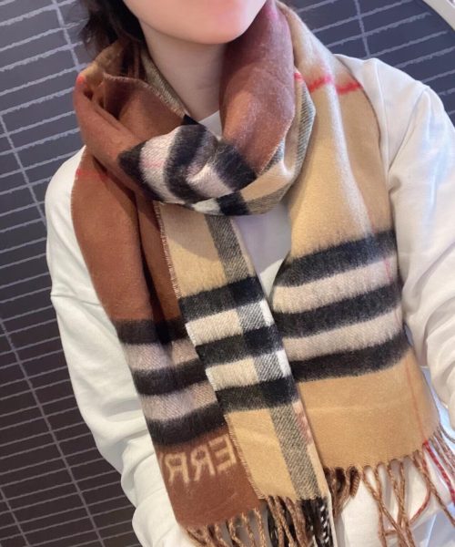 Burberry Contrast Check Cashmere Archive Beige/Birch Brown Scarf 180cm/71in 80453291 