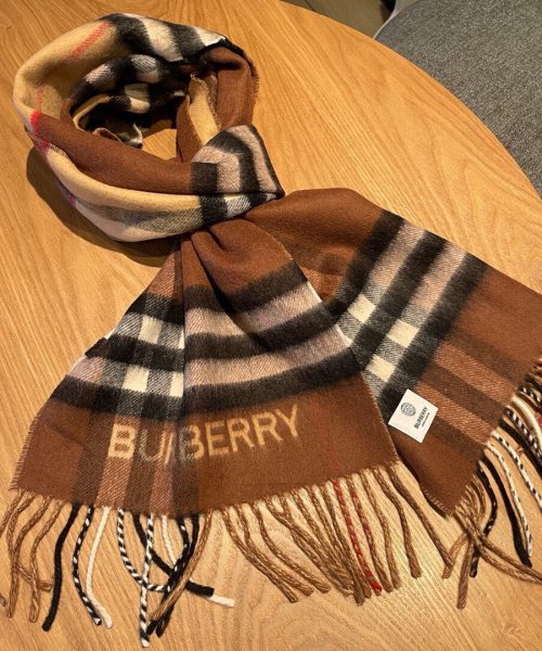 Burberry Contrast Check Cashmere Archive Beige/Birch Brown Scarf 180cm/71in 80453291 