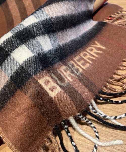 Burberry Contrast Check Cashmere Archive Beige/Birch Brown Scarf 180cm/71in 80453291 