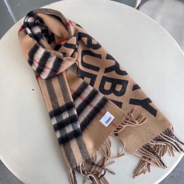 Burberry Contrast Check Cashmere Archive Beige/Birch Brown Scarf 180cm/71in 80453291