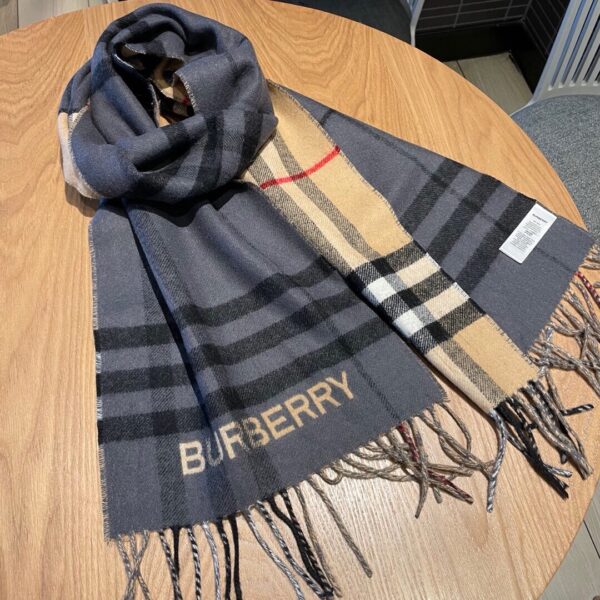 Burberry Contrast Check Cashmere Beige/Black Scarf 180cm/71in 80451711