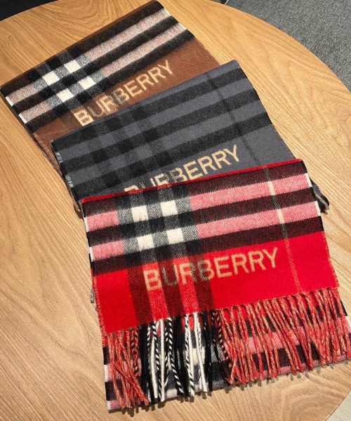Burberry Contrast Check Cashmere Beige/Black Scarf 180cm/71in 80451711 